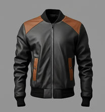 Load image into Gallery viewer, Men’s Tri-Color Leather Bomber Jacket – Real Varsity Style
