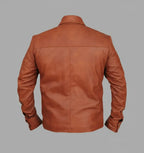 Klassische Slim-Fit-Leder-Truckerjacke für Herren