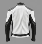 Herren zweifarbige Cafe Racer Lederjacke – Schwarz-weißer Moto-Stil