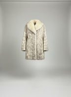 Women’s Natural Blue Fox Fur Chevron Coat