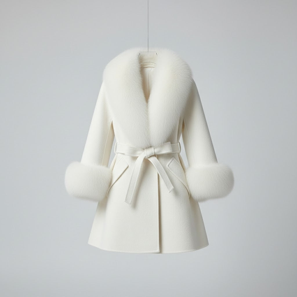 Elite Women’s Wool Fur Collar Overcoat