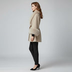 Luxury Beige Cashmere Fur Trim Poncho Cape