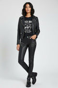 Damen Schwarze Echtleder Motorradhose – Slim Fit Biker Stil
