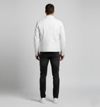 Signature Bikerjacke aus alabasterweißem Leder – schmale Passform
