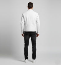 Load image into Gallery viewer, Signature Alabaster White Leather Biker Jacket – Slim Fit Moto
