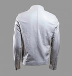 Signature Bikerjacke aus alabasterweißem Leder – schmale Passform
