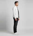 Signature Bikerjacke aus alabasterweißem Leder – schmale Passform