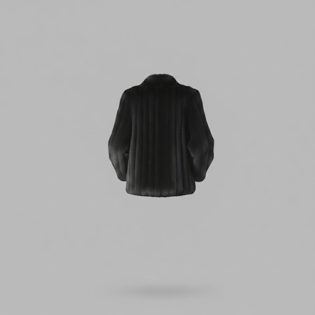 Black Ranch Mink Fur Wing Collar Jacket