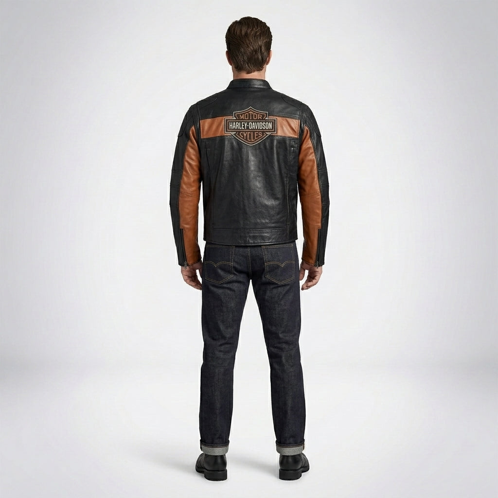 Harley Davidson Classic Cruiser Colorblock Lederjacke