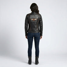 Load image into Gallery viewer, Women’s Epoch Leather Moto Jacket – Harley Davidson Black Biker Jacket
