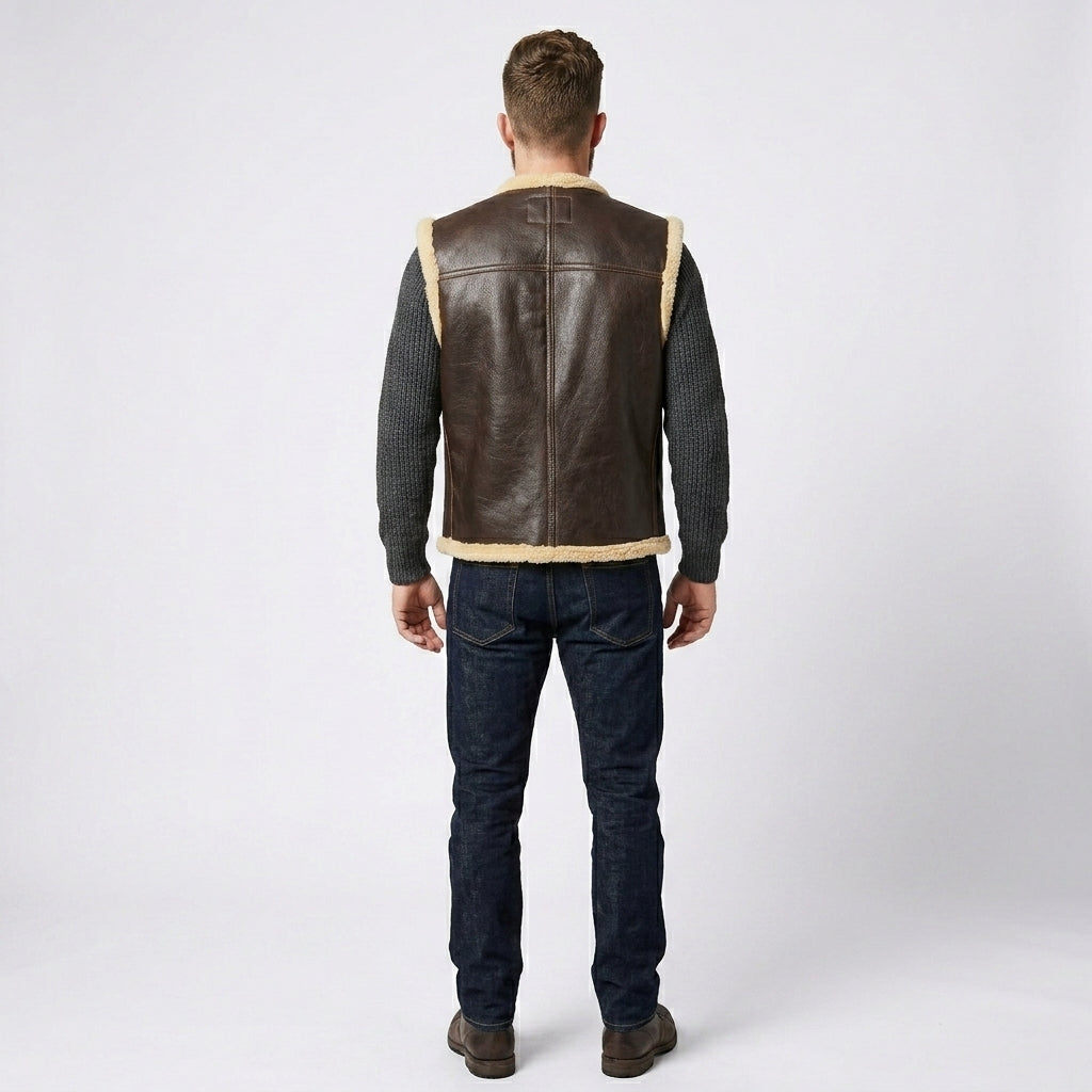 Aero Outlaw Shearling Leather Vest – Classic Biker Style