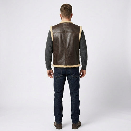 Aero Outlaw Shearling-Lederweste – Klassischer Biker-Stil