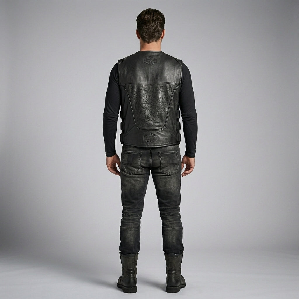 Titan-Flow Perforierte Motorradweste aus Leder – Atmungsaktiver Moto-Stil