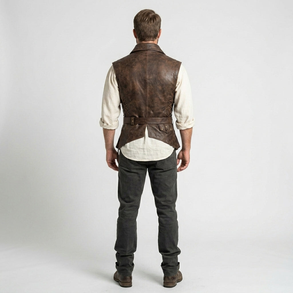 Captain Jack Sparrow Leather Vest – Pirate Steampunk Renaissance Waistcoat