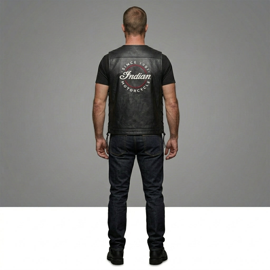 Indian Motorcycle Buffalo Leather Western Vest – Classic Rider Edition