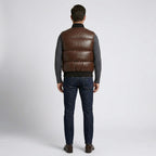Brown Leather Puffer Vest for Men – Classic Warmth Edition