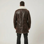 Men’s Sherpa Lined Lambskin Leather Coat – Swedish Shearling Bomber Style
