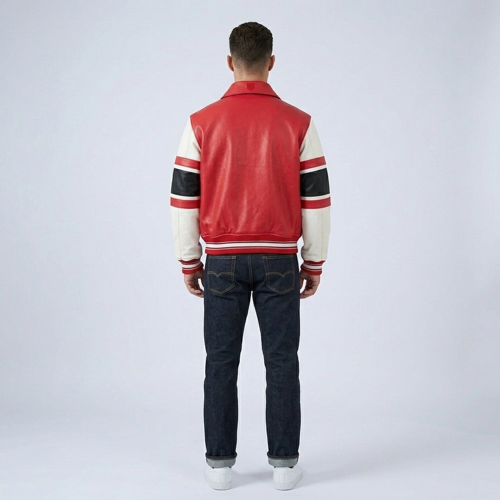 All Star Varsity Leder Bomberjacke – Salvage Red Edition