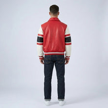 Load image into Gallery viewer, All Star Varsity Leather Bomber Jacket – Salvage Red Edition
