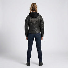 Load image into Gallery viewer, Women’s Miss Enthusiast Leather Motorcycle Jacket – Classic Harley Style
