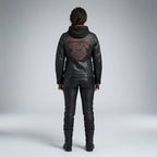 Motorradjacke aus Leder für Damen mit gerollten Totenköpfen – Harley Style Edition