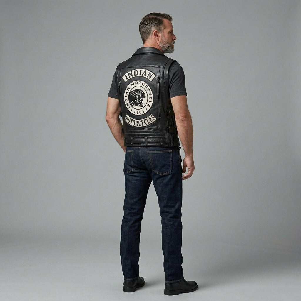 Men’s Western Leather Biker Vest – Heritage Motorcycle Style