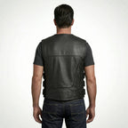 TXR Shooter Men’s Leather Motorcycle Vest – Classic Biker Edition