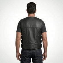 Load image into Gallery viewer, TXR Shooter Men’s Leather Motorcycle Vest – Classic Biker Edition
