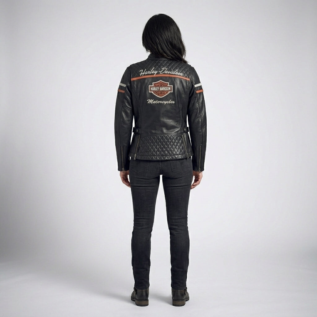 Damen Motorradjacke "Miss Enthusiast" aus Leder – Harley Style Classic Fit