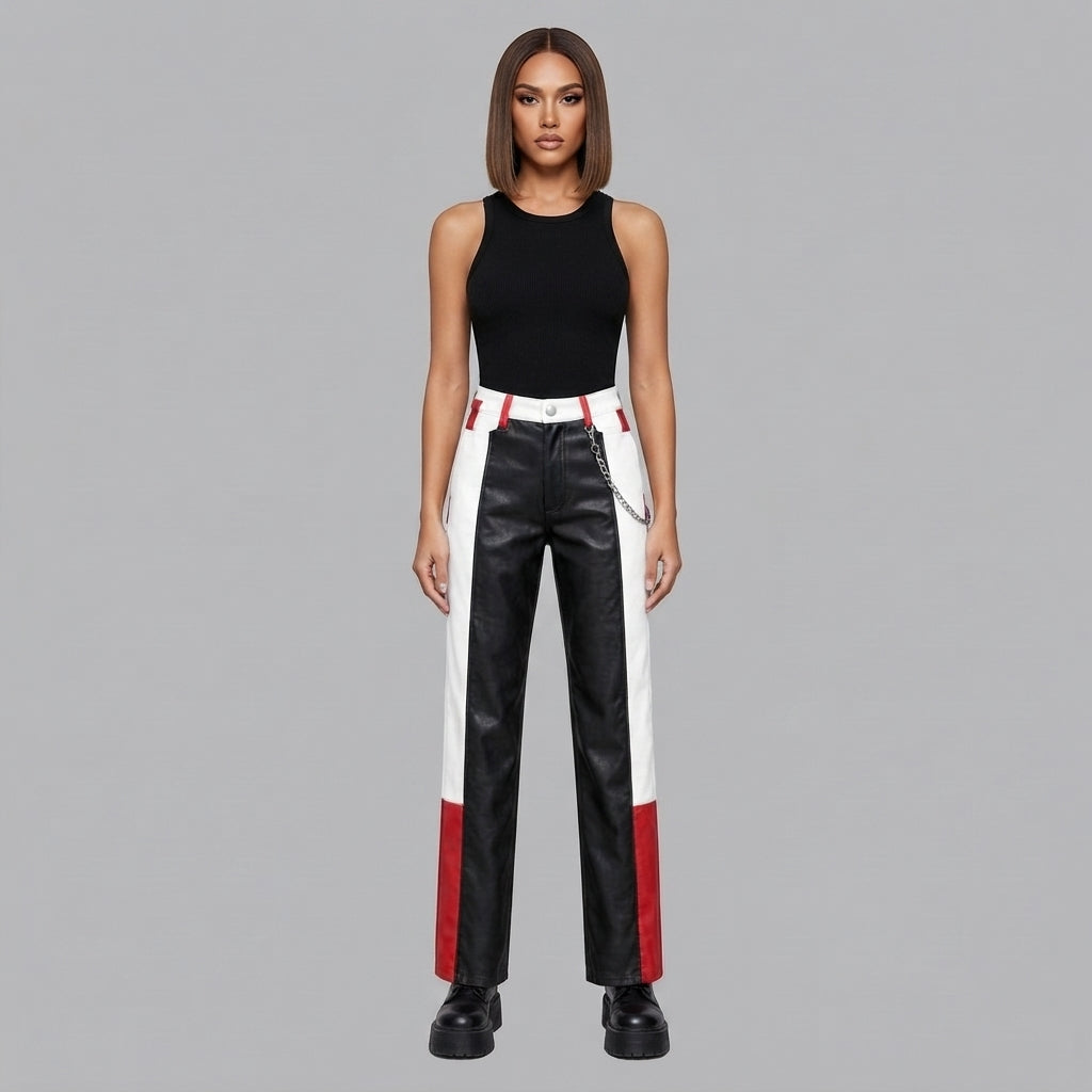 Women's Red Leather Pant