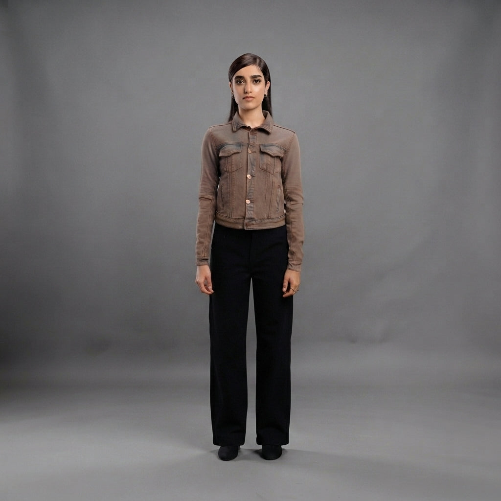 Buy Roman Brown Classic Cotton Denim Jacket  for Women's