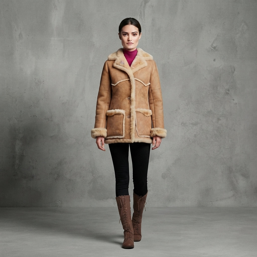 Women's Beige Shearling Jacket