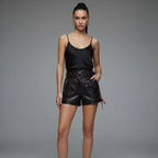 Women's  Faux Black Leather Shorts