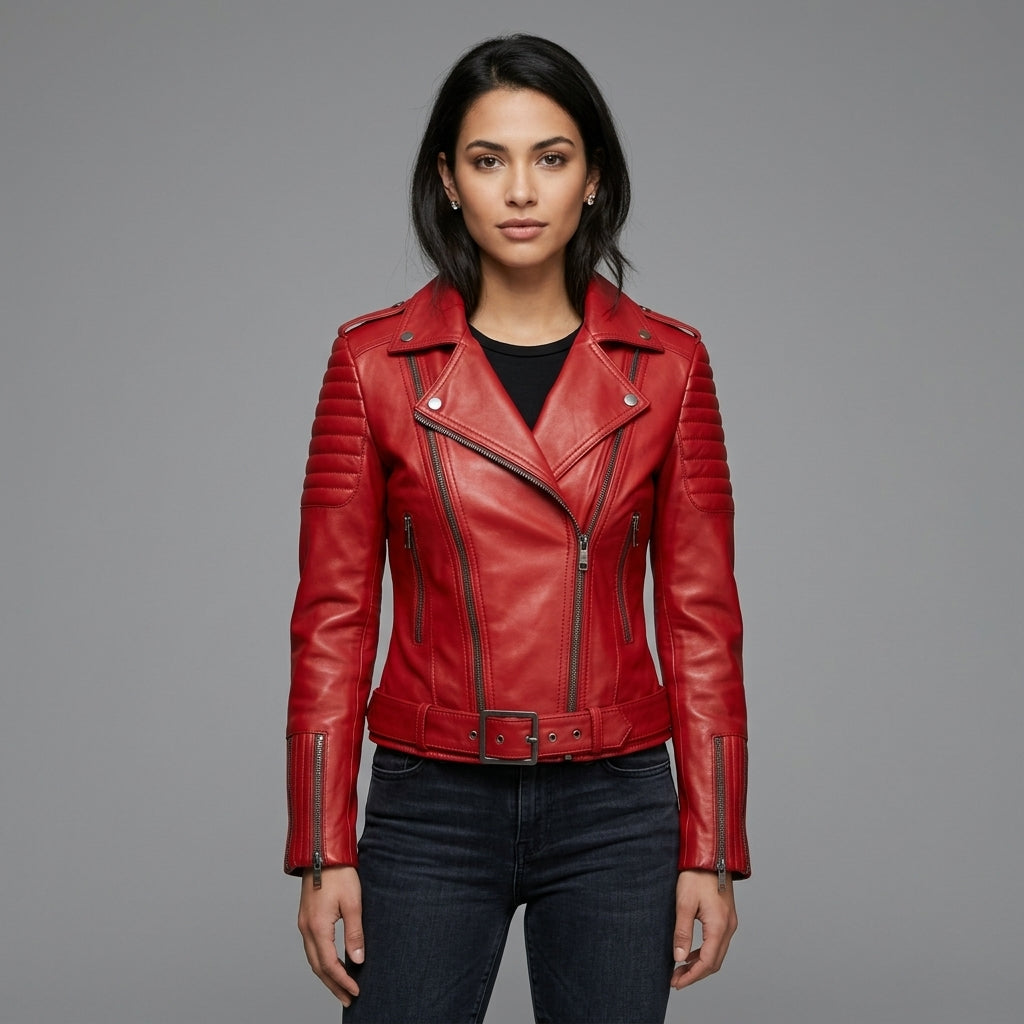 Buy Women's Red Leather  Jacket