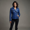 Women's Blue Leather Jacket