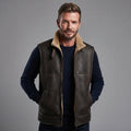 Men's Beige Brown Shearling Leather Vest - Leather Outlet