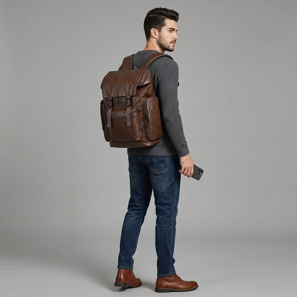 Choclate Brown Walker Cow Leather Backpack