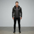 Men's Brown Leather Hooded Jacket