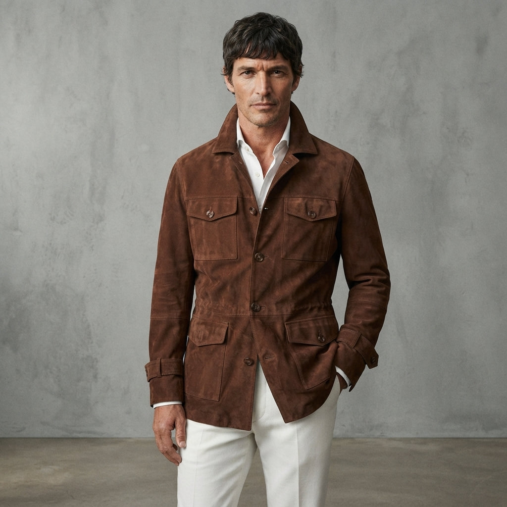 Men's Brown Field Leather Jacket