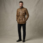 Men's Brown Leather Field Jacket