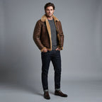 Men B3 Brown Shearling Leather Jacket