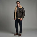 Men's FUR Aviator Flying Pilot Bomber Brown Jacket
