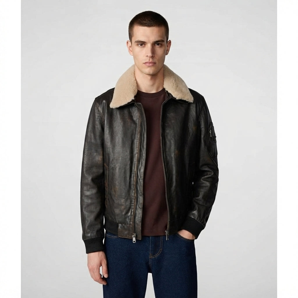 Men's A-2 Aviator Leather Bomber Jacket