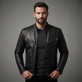 Men's Harvey Black Cafe Racer Leather Jacket