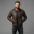 Men's Vintage Cafe Racer Leather Jacket