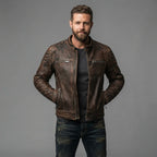 Men's Vintage Cafe Racer Leather Jacket