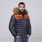 Goose Down Leather Bomber for Men