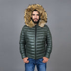 Goose Down Puffer Jacket for Men in Bomber Style