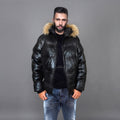 Men's Goose Down Leather Bomber Jacket