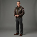 Men's Military Leather Bomber Jacket